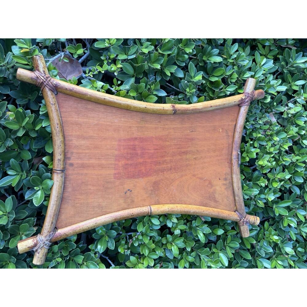 Vintage MCM Adirondack Palm Tree Oil Paintings Bamboo Frames Tiki Art Decor - Picture 7 of 9